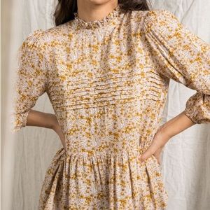 Boutique retro floral print high neck top